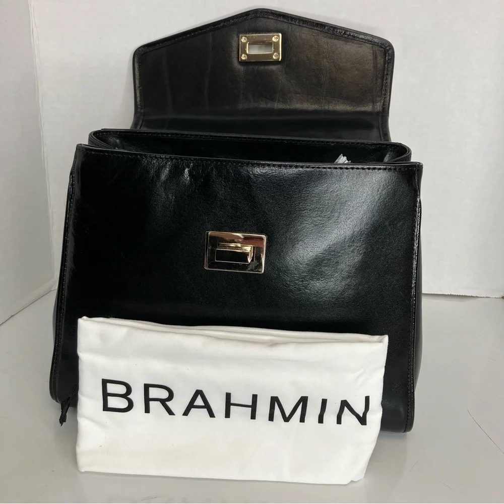 Brahmin Rene Black Hillside Genuine Leather Crossbody Purse